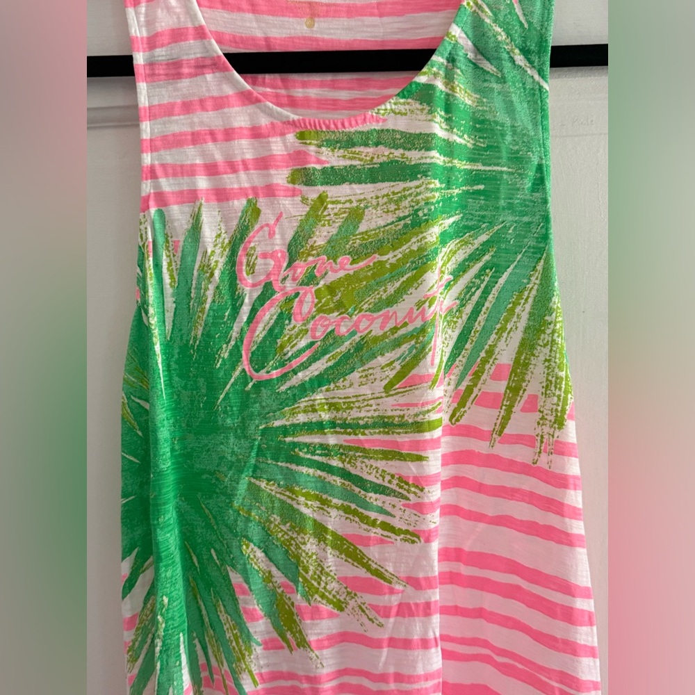 Lilly Pulitzer Whitney Gone Coconuts Swing Dress Cover Up XS Pink Green - Picture 7 of 9